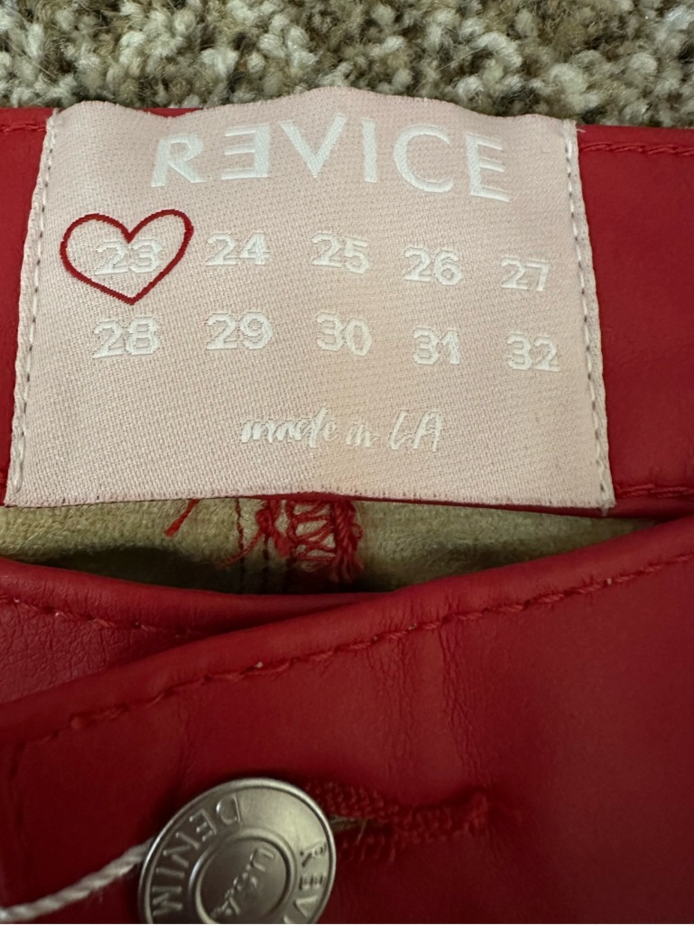 Revice Low Down X Mars Faux Leather Red Pants NWT - Picture 3 of 5